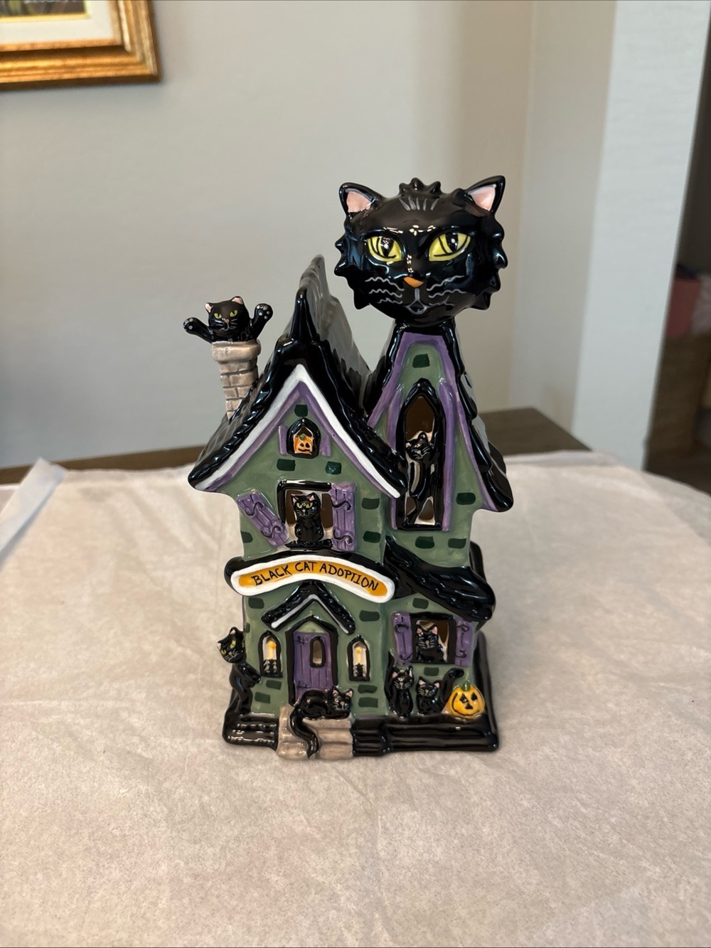 Blue Sky BLACK CAT ADOPTION Halloween Candle House